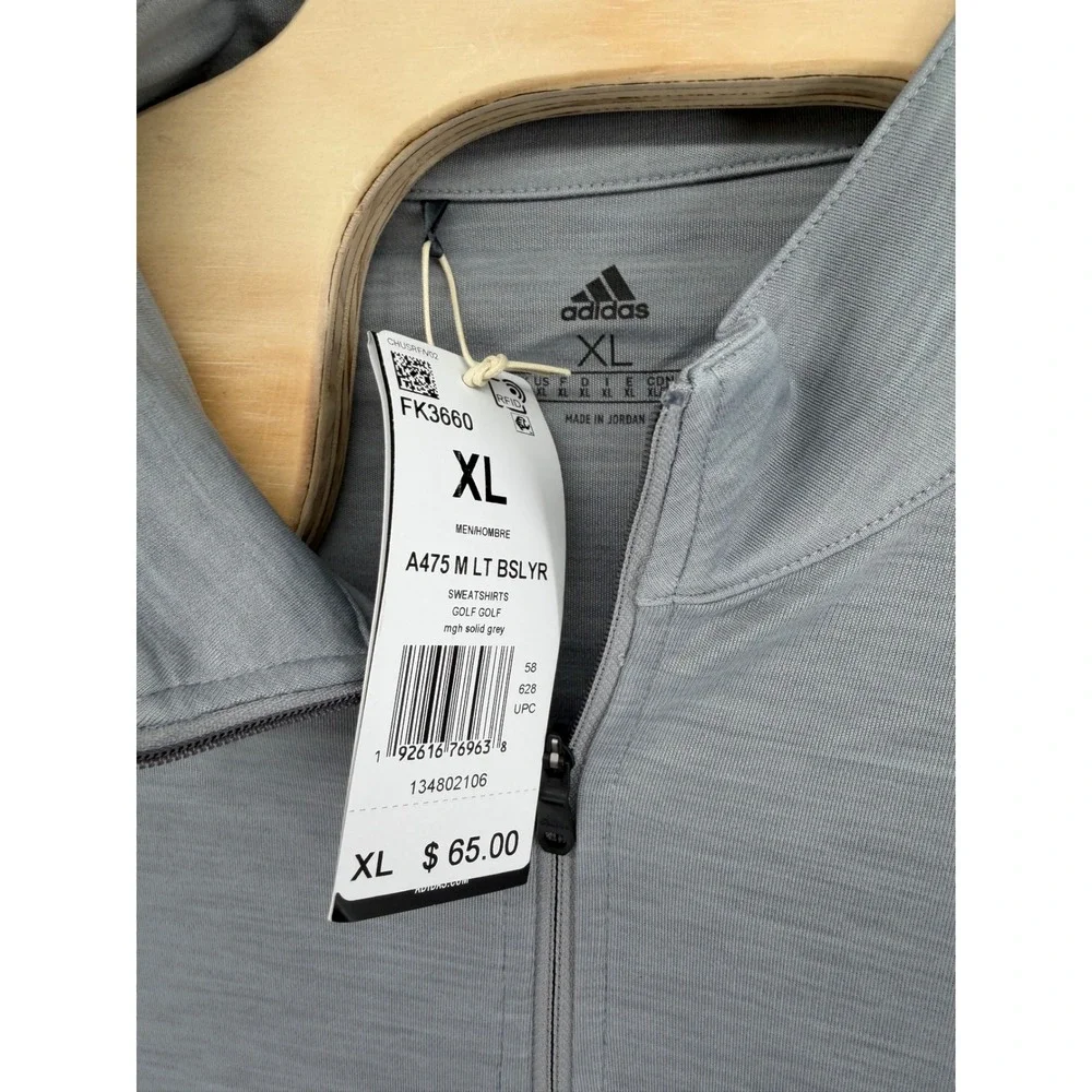 Adidas Golf 1/4 Zip Pullover Mens XL Grey Lightweight Performance Sweatshirt NEW
